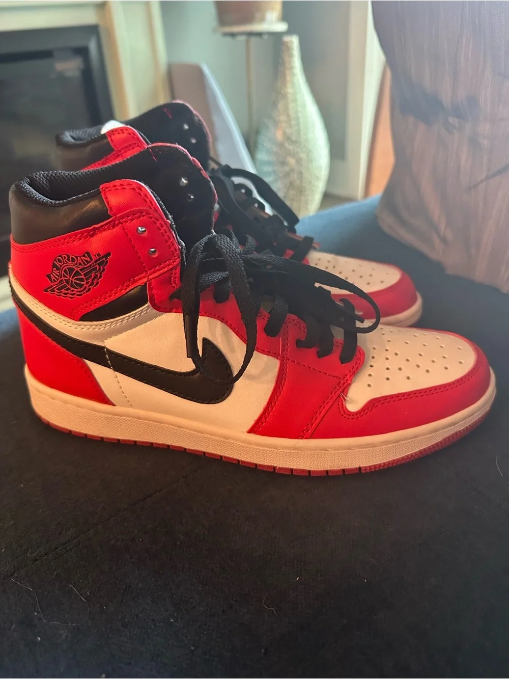 Jordan Low-Top Sneakers in Black, White & Red Accent
